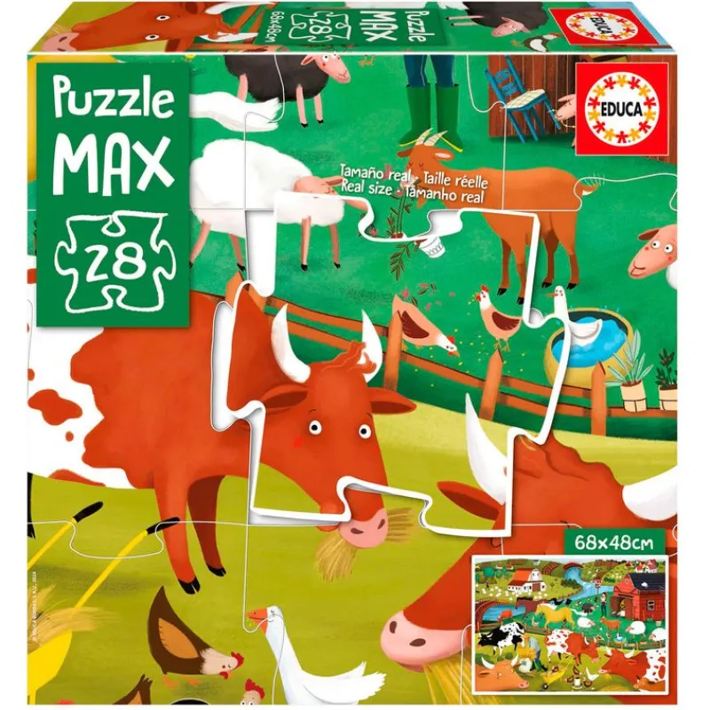 EDUCA Animales de Granja Puzzle 28 Piezas Maxi- Puzzles Y Construcciones