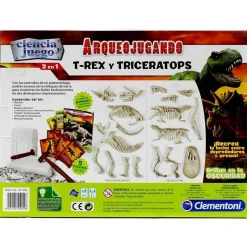 CLEMENTONI Arqueojugando T-Rex y Triceratops- Juegos Y Juguetes Educativos