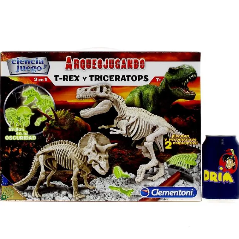 CLEMENTONI Arqueojugando T-Rex y Triceratops- Juegos Y Juguetes Educativos