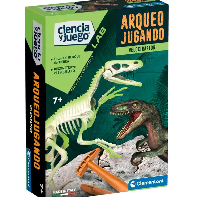 CLEMENTONI Juegos Y Juguetes Educativos|Arqueojugando Velociraptor Fluorescente