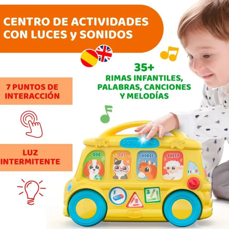 CHICCO Primera Infancia Y Preescolar|Autobús Escolar Electrónico Educativo Bilingüe