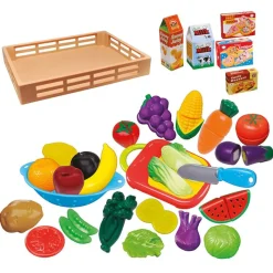 DRIM DISCOUNT Bandeja 38 Piezas Fruta Verdura Cortar- Juegos Y Juguetes De Imitación