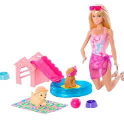 MATTEL Barbie Fiesta de Cachorros en la Piscina- Muñecas