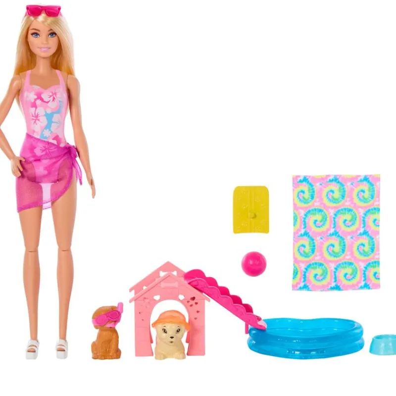 MATTEL Barbie Fiesta de Cachorros en la Piscina- Muñecas