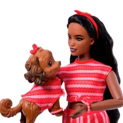 MATTEL Muñecas|Barbie Twinning Looks Muñeca Perrito Ropa Rayas Rojas