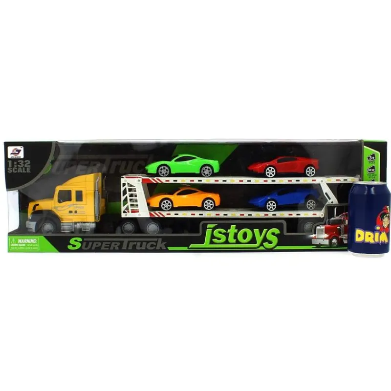 DRIM DISCOUNT Camión de Transporte Amarillo con Coches- Vehículos, Trenes Y Parkings