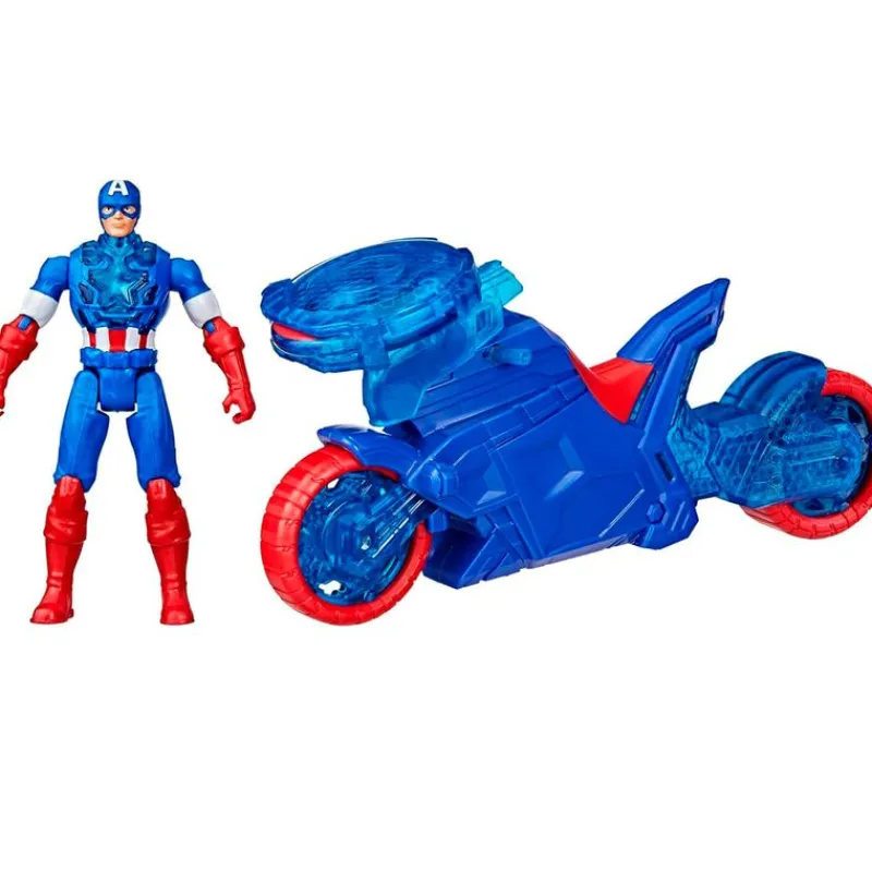 HASBRO Marvel|Figuras Y Figuras De Acción|Capitán América Epic World of Action Moto Lanza Escudos