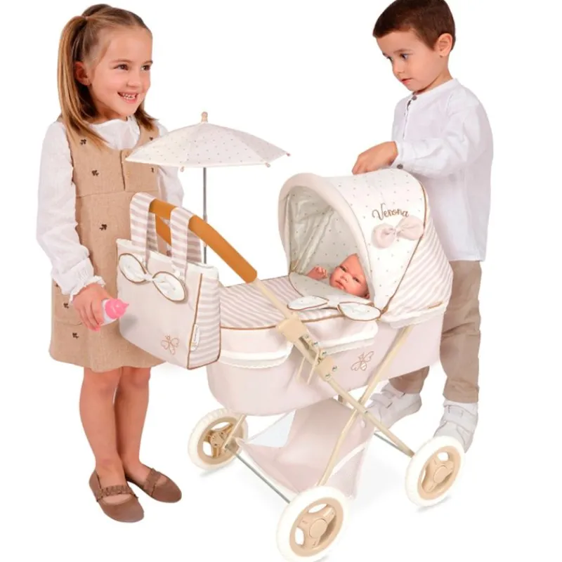 DECUEVAS Carro de Muñecas Verona Plegable con Sombrilla- Juegos Y Juguetes De Imitación|Muñecas
