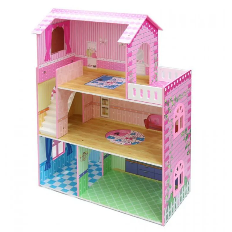 DRIM DISCOUNT Casa Madera con Muebles 16 pzs- Juegos De Madera