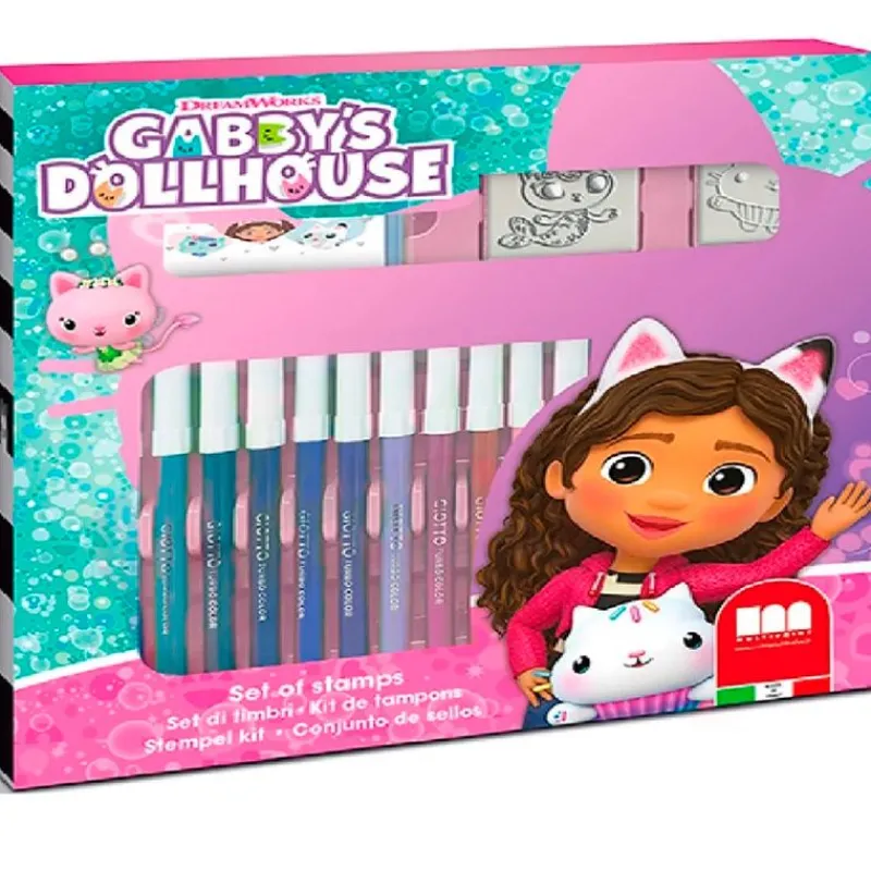 MULTIPRINT Manualidades|Casa Muñecas de Gabby Pack Rotuladores + Sellos