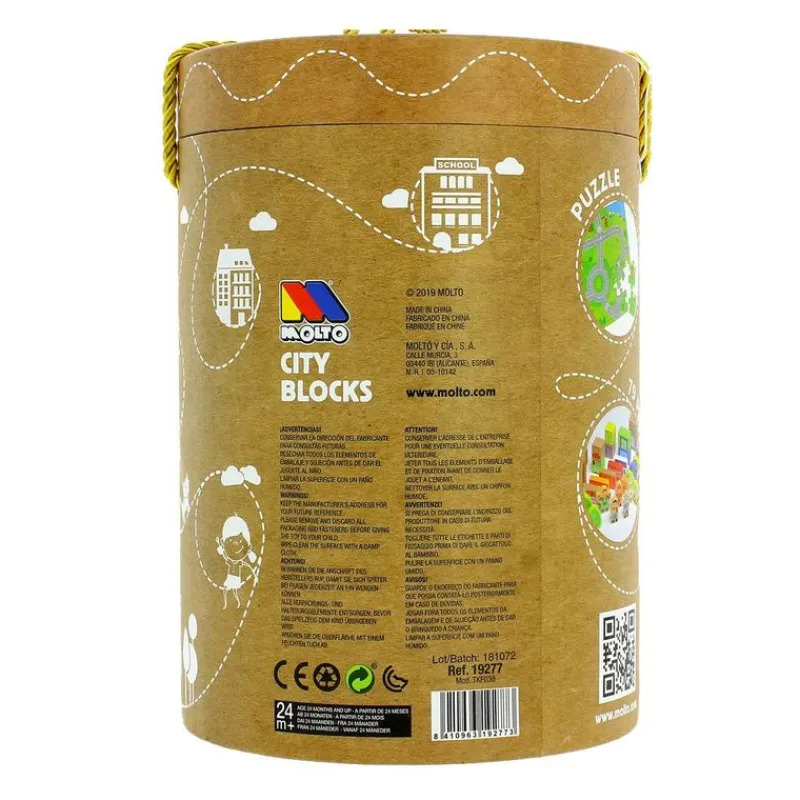 MOLTO Ciudad Bloques de Madera- Juegos De Madera|Vehículos, Trenes Y Parkings