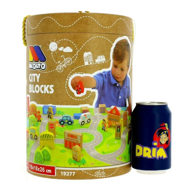 MOLTO Ciudad Bloques de Madera- Juegos De Madera|Vehículos, Trenes Y Parkings