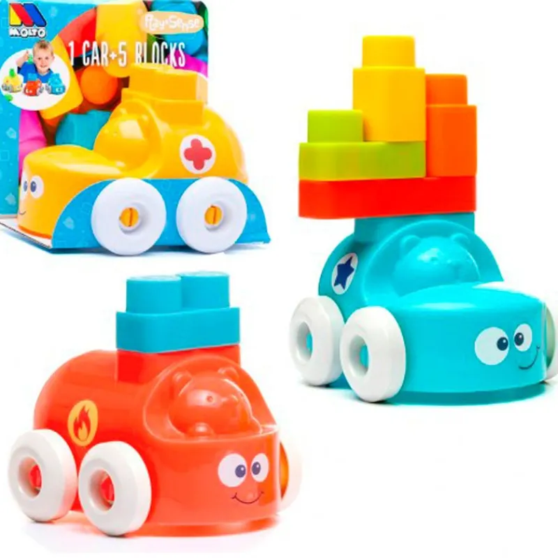 MOLTO Puzzles Y Construcciones|Vehículos, Trenes Y Parkings|Coche con Bloques Surtido