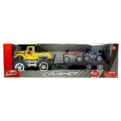 DRIM DISCOUNT Vehículos, Trenes Y Parkings|Coche Crusher Amarillo con Remolque y Quads