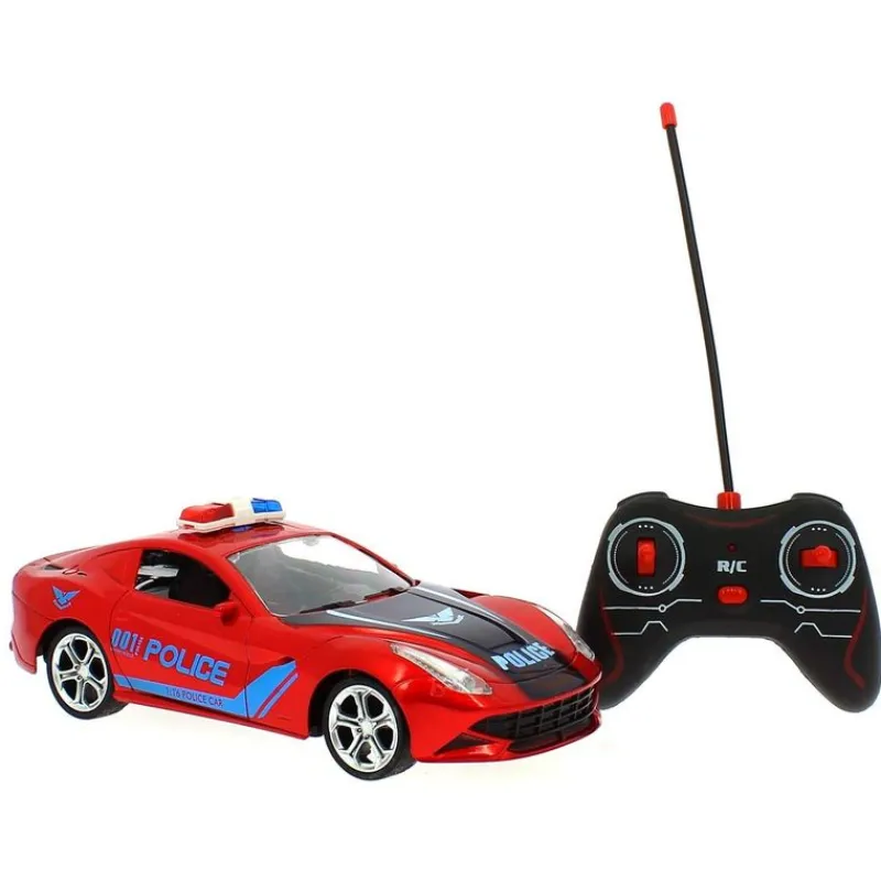 DRIM DISCOUNT Coche Policía Rojo R/C a Escala 1:16- Coches Radio Control (R/C)