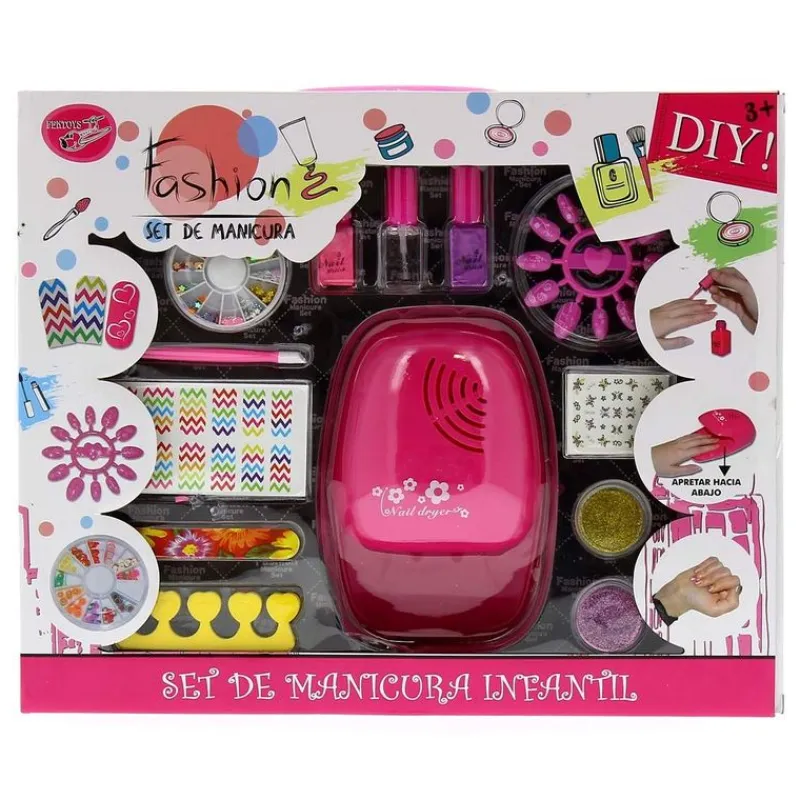 DRIM DISCOUNT Conjunto Infantil de Manicura con Secador- Juegos Y Juguetes De Imitación