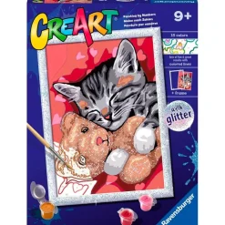 RAVENSBURGER CreArt Pintar x Números Gatito con Osito- Manualidades