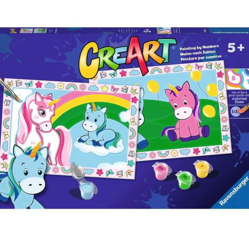 RAVENSBURGER CreArt Pintar x Números Junior Unicornios- Manualidades