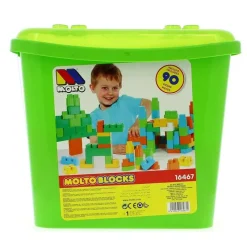 MOLTO Primera Infancia Y Preescolar|Puzzles Y Construcciones|Cubeta con Bloques 90 pzs