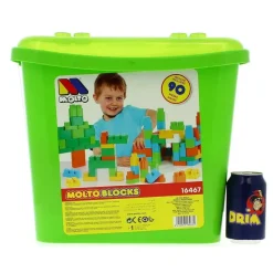 MOLTO Primera Infancia Y Preescolar|Puzzles Y Construcciones|Cubeta con Bloques 90 pzs