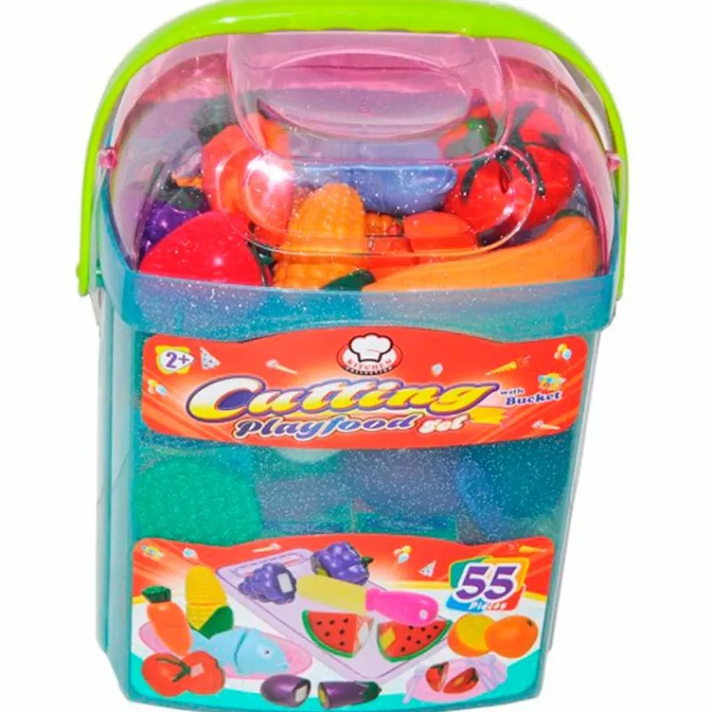 DRIM DISCOUNT Juegos Y Juguetes De Imitación|Cubo de Comida para Cortar 55 Piezas