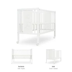 INTERBABY Cunas|Juegos De Madera|Cuna colecho Bear transformable en escritorio