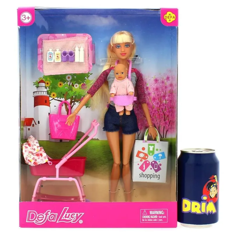 DRIM DISCOUNT Defa Lucy Muñeca con Bebé y Carrito Surtido- Muñecas
