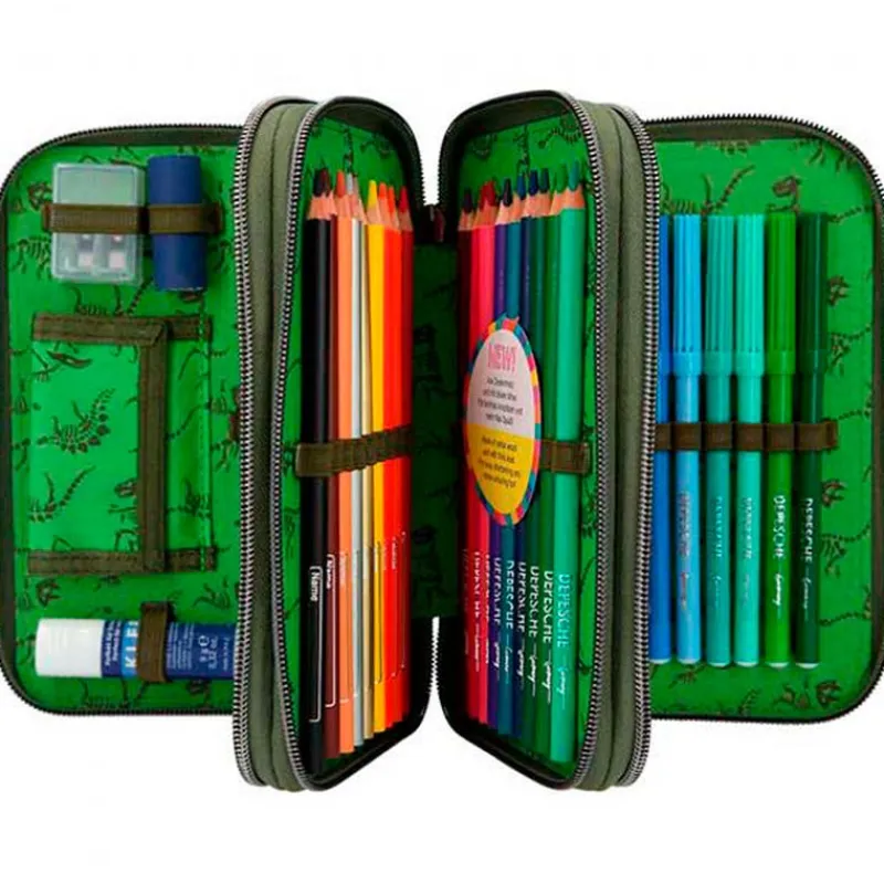 DEPESCHE Dino World Estuche Triple Luz LED- Escolar