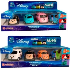 BANDAI Vehículos, Trenes Y Parkings|Disney Mini Cutes Pack 4 Vehículos Surtidos