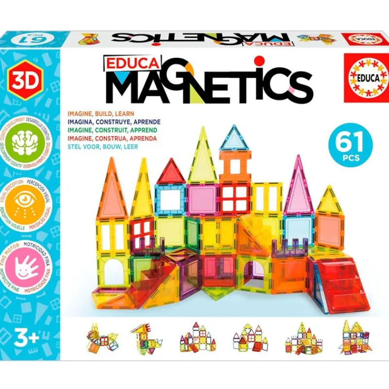 EDUCA Magnetics Bloques Magnéticos 61 pcs- Puzzles Y Construcciones