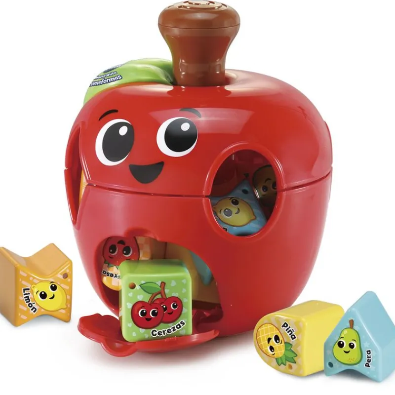 VTECH Primera Infancia Y Preescolar|Puzzles Y Construcciones|Encajable de Figuras Manzanita Comeformas