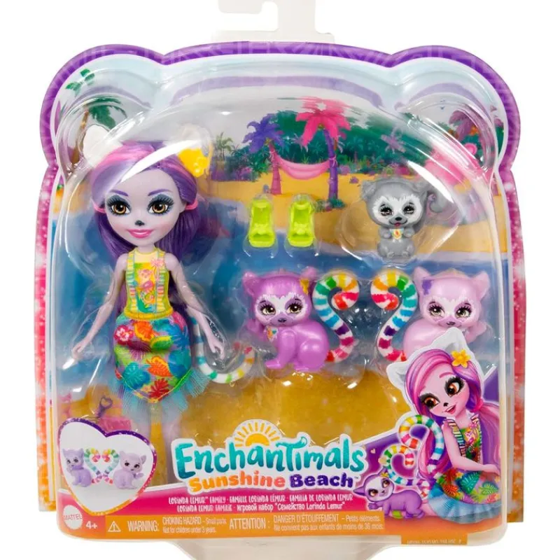 MATTEL Enchantimals Sunshine Beach Lorinda Lemur- Muñecas