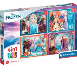 CLEMENTONI Frozen Puzzle Evolutivo 4 en 1- Puzzles Y Construcciones