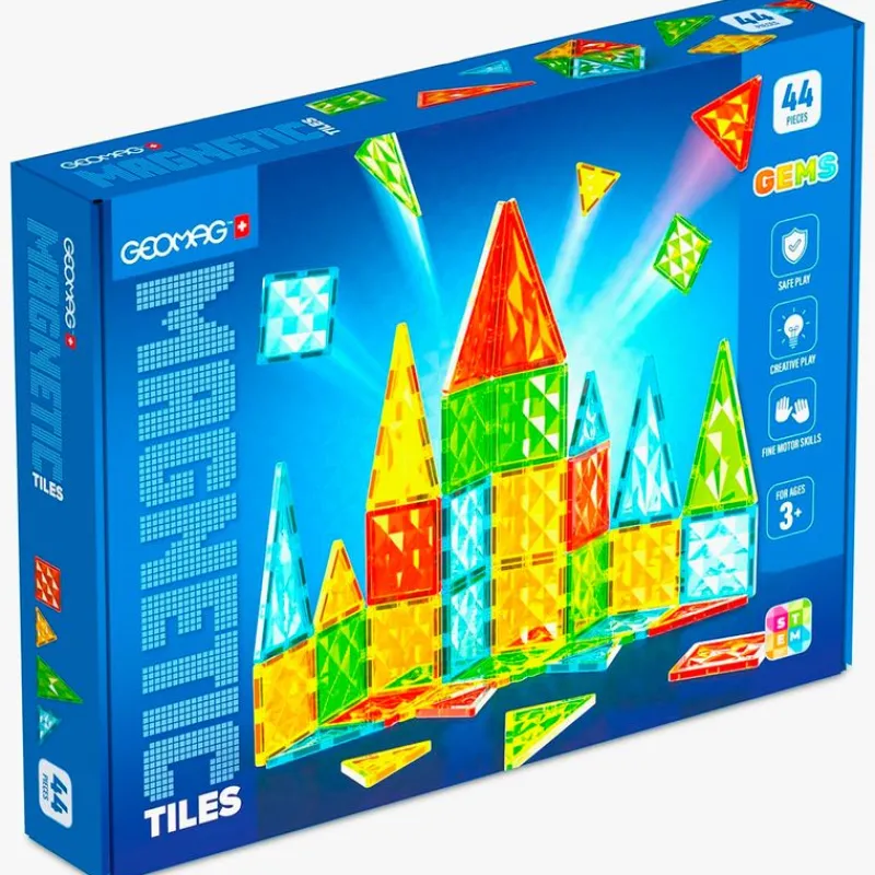 SELECCION DRIM Geomag Magnetic Tiles Azulejos Gemas 44 Piezas- Puzzles Y Construcciones