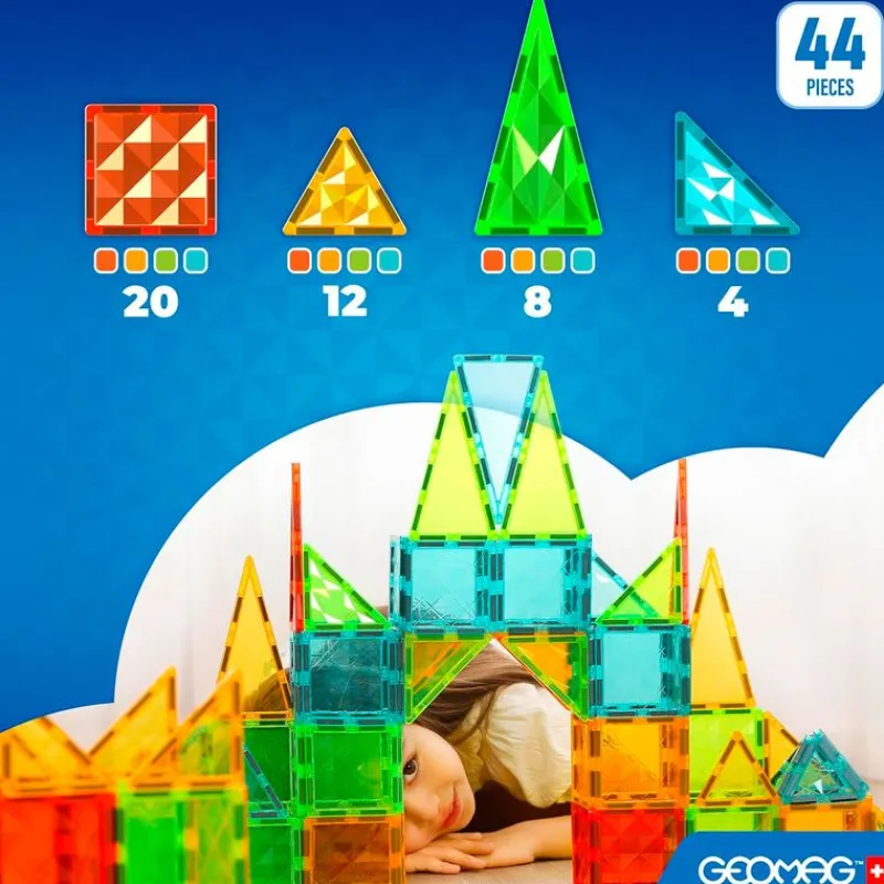 SELECCION DRIM Geomag Magnetic Tiles Azulejos Gemas 44 Piezas- Puzzles Y Construcciones
