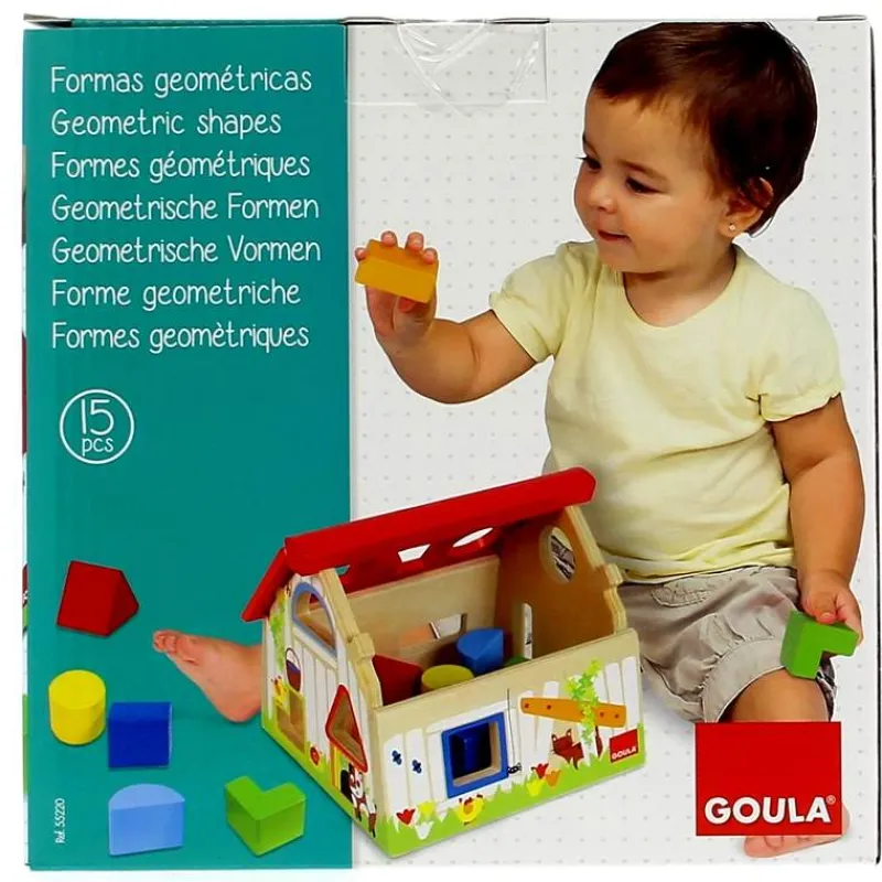 GOULA Juegos De Madera|Puzzles Y Construcciones|Granja de Madera con Formas Geométricas