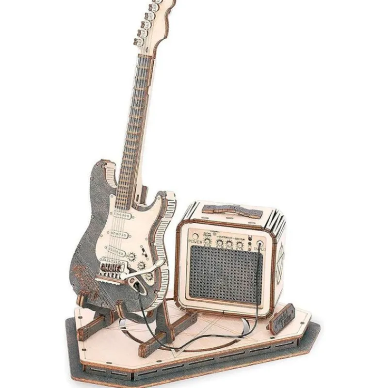 MADNESS TOYS Juegos De Construcción|Puzzles Y Construcciones|Guitarra Eléctrica con Amplificador Maqueta de Madera