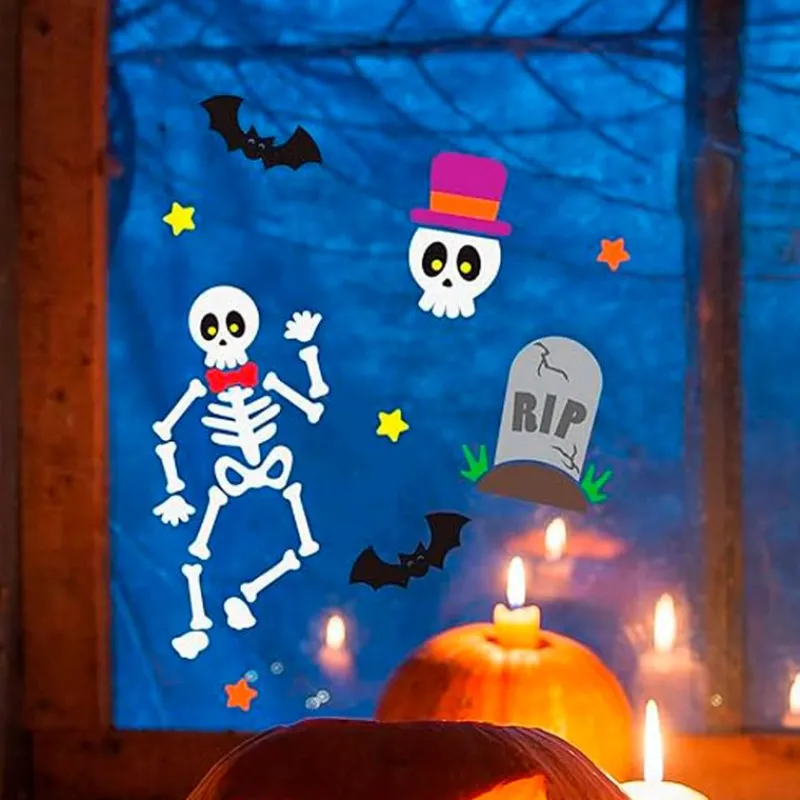 FIESTAS GUIRCA Halloween Decoración Gel Esqueletos- Halloween