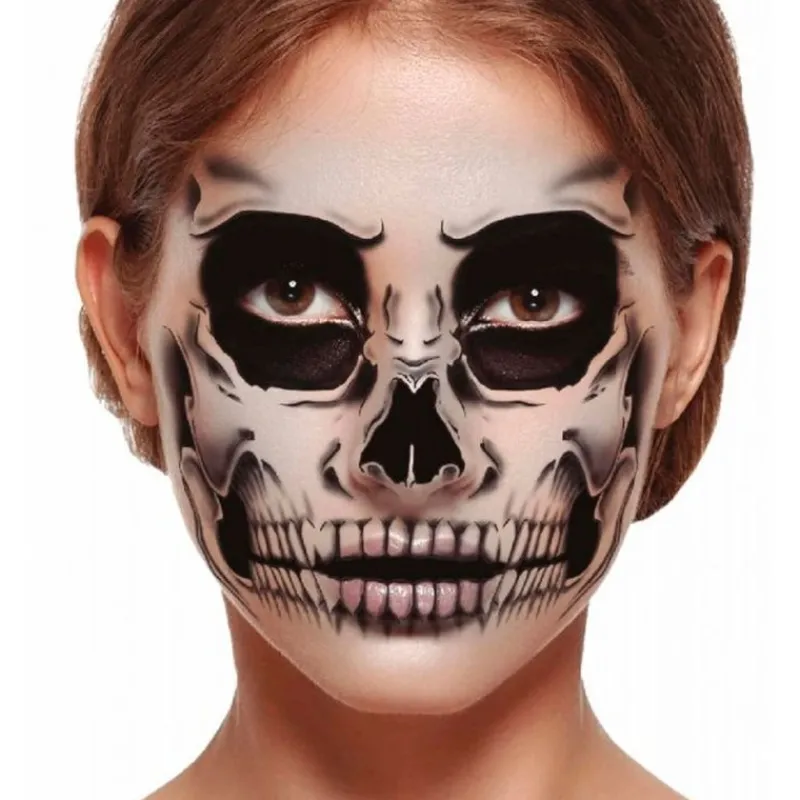 FIESTAS GUIRCA Halloween Tatuaje Cara Esqueleto- Halloween