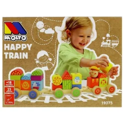 MOLTO Juegos De Madera|Primera Infancia Y Preescolar|Happy Train Tren Infantil de Madera