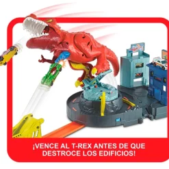 MATTEL Vehículos, Trenes Y Parkings|Hot Wheels City Alboroto del Dinosaurio T-Rex