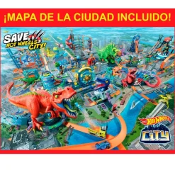 MATTEL Vehículos, Trenes Y Parkings|Hot Wheels City Alboroto del Dinosaurio T-Rex