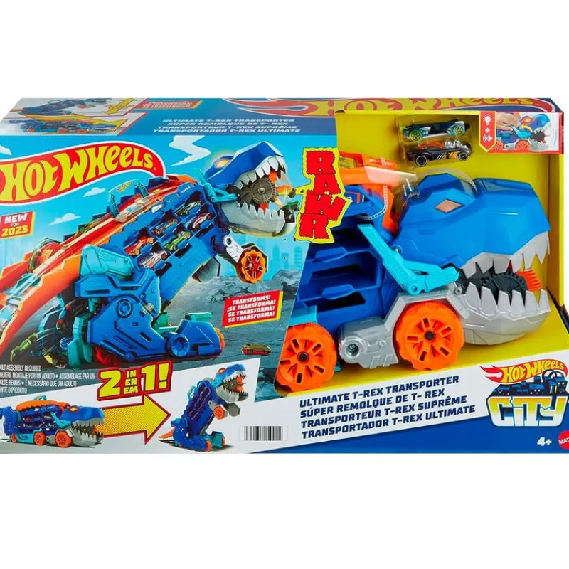 MATTEL Hot Wheels City Súper Remolque T-Rex- Vehículos, Trenes Y Parkings
