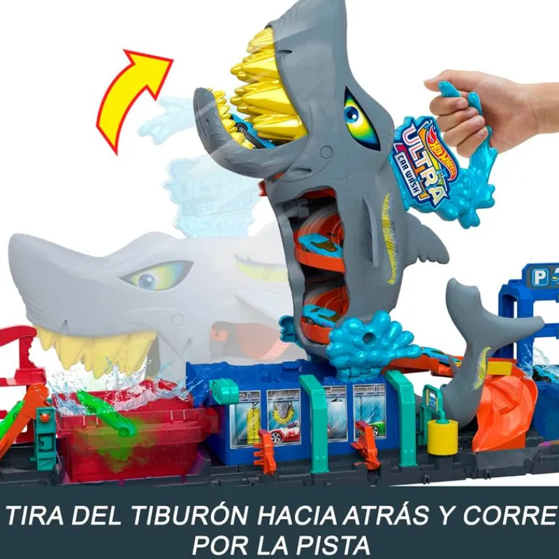 MATTEL Vehículos, Trenes Y Parkings|Hot Wheels City Ultra Shark Túnel Lavado Tiburón