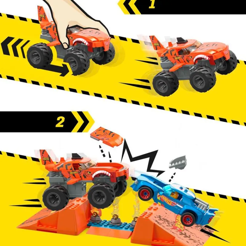 MEGABLOKS Puzzles Y Construcciones|Hot Wheels Monster Trucks Tiger Shark Competición