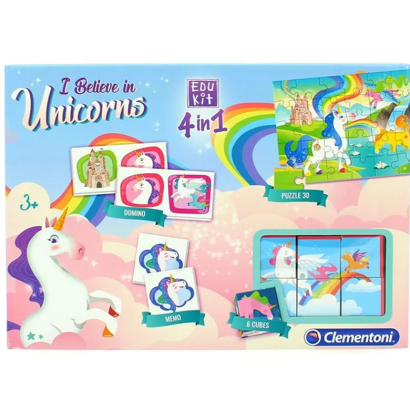 CLEMENTONI Juegos Y Juguetes Educativos|I Believe in Unicorns Edukit 4 en 1