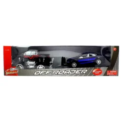 DRIM DISCOUNT Vehículos, Trenes Y Parkings|Jeep de Juguete con Remolque y Coche Negro y Azul