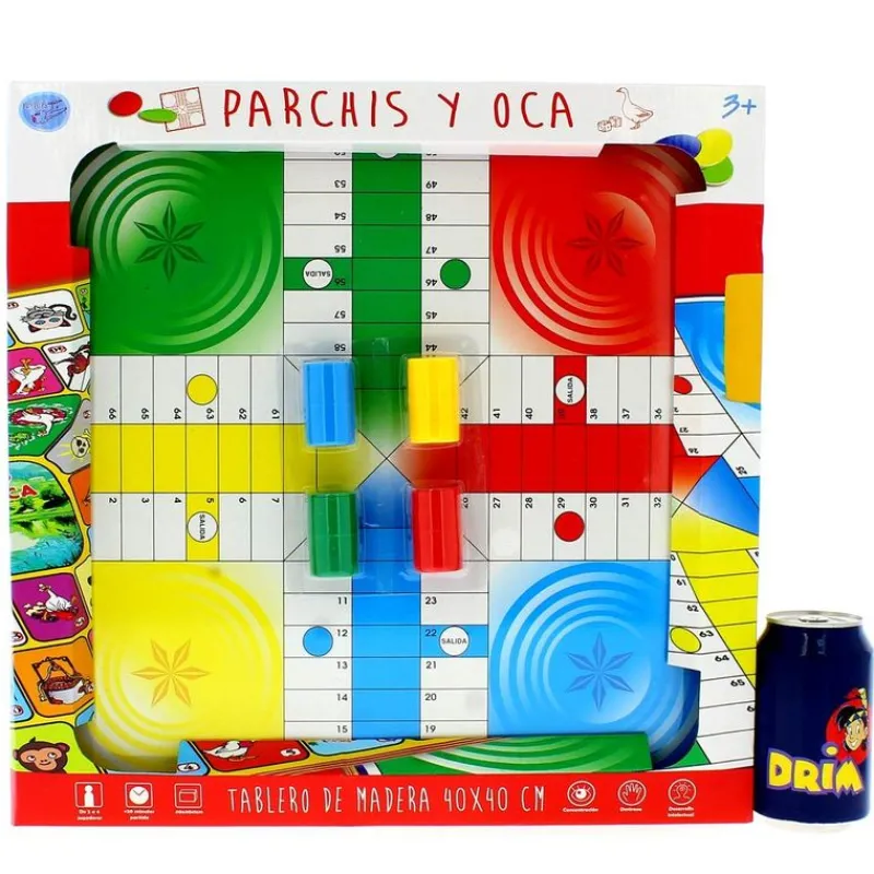 DRIM DISCOUNT Juegos De Madera|Juegos De Mesa|Juego Parchis/Oca Madera