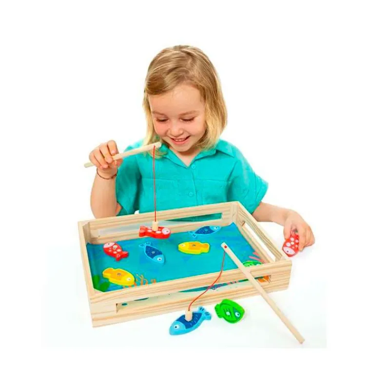 MOLTO Juegos De Madera|Primera Infancia Y Preescolar|Juego Pesca Magnético Madera 12 piezas