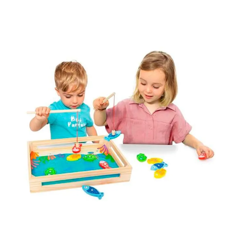 MOLTO Juegos De Madera|Primera Infancia Y Preescolar|Juego Pesca Magnético Madera 12 piezas